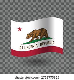 California state wavy flag isolated transparent background