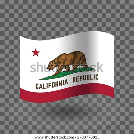 California state wavy flag isolated transparent background