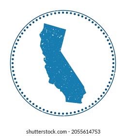 California sticker. Travel rubber stamp with map of us state, vector illustration. Can be used as insignia, logotype, label, sticker or badge of the California.