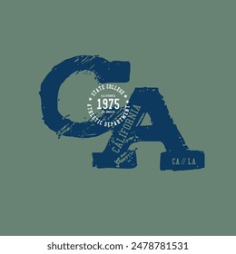 california style print for t-shirt . Typography graphics for New York college or university tee shirt design.