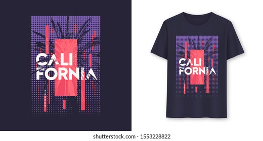 California stylish geometric graphic t-shirt vector design, poster, typography.