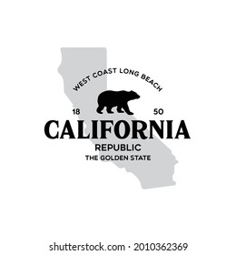 California stylish graphic t-shirt vector design, typography. Design for poster, print on the theme of summer. Vector illustration.