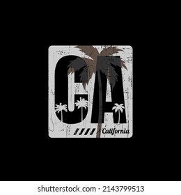 california stylish t-shirt and apparel trendy design with palm trees silhouettes, typography, print, vector illustration. Global swatches.
