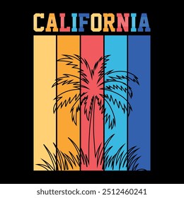 California stylish t-shirt and apparel trendy design with palm trees silhouettes.