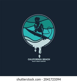 California stylish t-shirt,Logo and apparel trendy design with palm trees silhouettes, typography, print, vector illustration. Global swatches