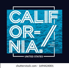California stylish typography slogan. Colorful abstract design with the grunge and the lines style. Vector for print tee shirt, typography, poster and other uses. Global swatches.