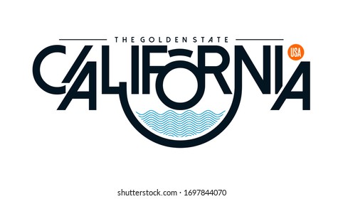 California stylish stylish typography slogan. Colorful abstract design with  the lines style. Vector for print tee shirt, typography, poster and other uses. Global swatches.