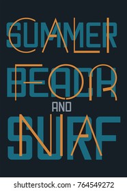california summer beach and surf,t-shirt print poster vector illustration