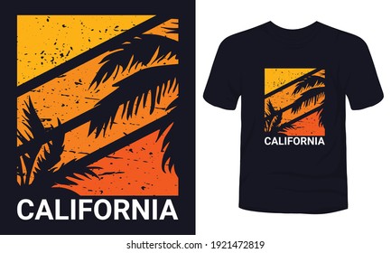 "CALIFORNIA" summer beach t-shirt template.