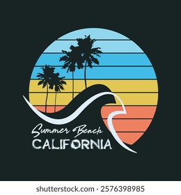 California summer graphic design typography t shirt vector for ready print