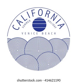 California summer holiday typography, t-shirt graphics, vectors