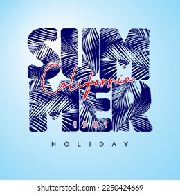 Tipografía de verano de California diseño vectorial ilustración de texto signo de camiseta gráfica de la marca.