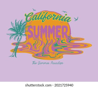 california summer paradise beach retro vector