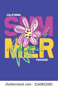 california summer paradise flower,t-shirt design vector