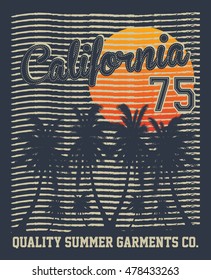 California summer paradise, palm graphic typography, t-shirt graphics, vectors