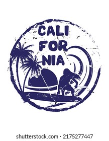 California Summer Surfing Tshirt Design