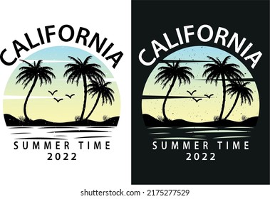 California Summer time beach t shirt design