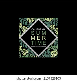 California Sommerzeit Konzept Vektorgrafik-Design für Tee-Print.