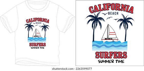 CALIFORNIA SUMMER TIME t shirt graphic design vector illustration digital file