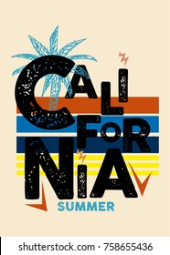 california summer, t-shirt print poster vector illustration
