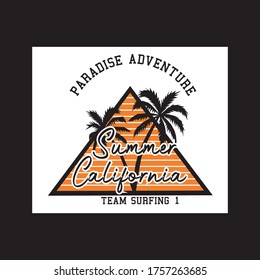 california summer typography design for t-shirt print vector illustration