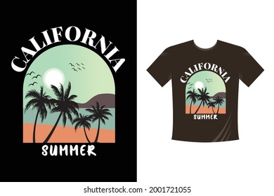 California Summer Vector Illustration T-Shirt Template