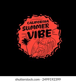 California Summer Vibe beach typography t shirt design