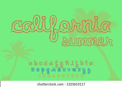 "California Summer" Vintage Summer Styled Alphabet. Retro Nostalgic Typeface Vector Illustration - Vector.
