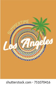california summertime circle palm tree vector colorful