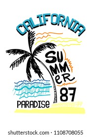 california summer,t-shirt design