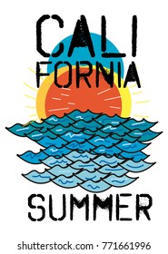 california summer,t-shirt print poster vector illustration