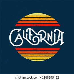 California Sun Vintage Apparel Print Design. Retro Fashioned T Shirt Badge. Vector Illustration.