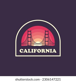 California Sun Vintage Logo Vektorkonzept, Symbol, Element und Vorlage für Unternehmen. Reisen, entdecken, Abenteuer Logo.