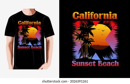 california sunset beach illustration typography. perfect for t shirt design and more uses.

