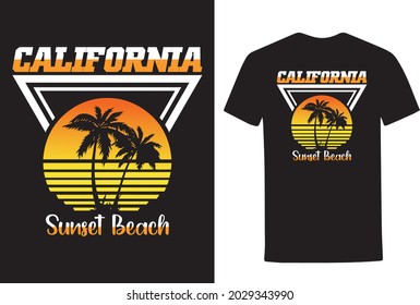California Sunset Beach T-Shirt Design