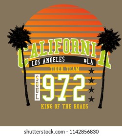 California sunset graphic deisgn vector art