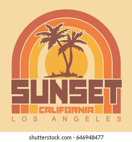 California sunset typography, tee shirt graphics, vectors