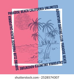 California sunshine beach, sommer beach sunshine vektor druck design artwork, nehmen sie mich bis zum sonnenschein, Beach Paradise Print T-shirt Graphics Design,