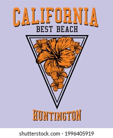 California Surf Beach graphic design vector art
