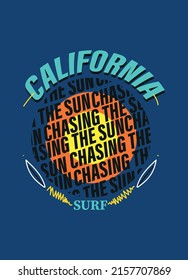 california surf chasing the sun,t-shirt design fashion vector