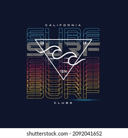  California surf club typography for t-shirt print , vector illustration