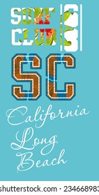 california surf club vector art