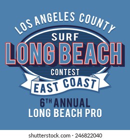 California surf coast typography, t-shirt graphics, vectors