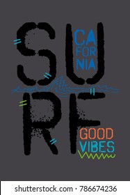 california surf good vibes,t-shirt print poster vector illustration