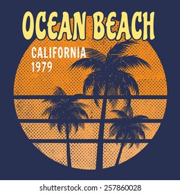 California surf illustration, vectors, t-shirt graphics