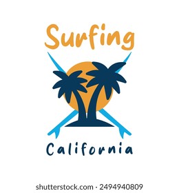 california surf logo design concept idea with surf crossed