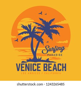 California surf palm tree typography, tee shirt graphics, vectors