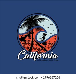 California Surf Paradise Typography Graphic Design Stock Vector ...