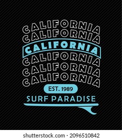 california surf paradise vector typography graphics print etc