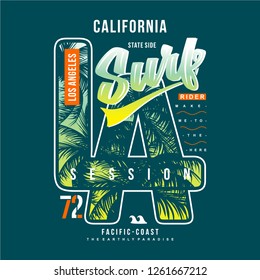 california surf rider beach  typography vector t shirt design